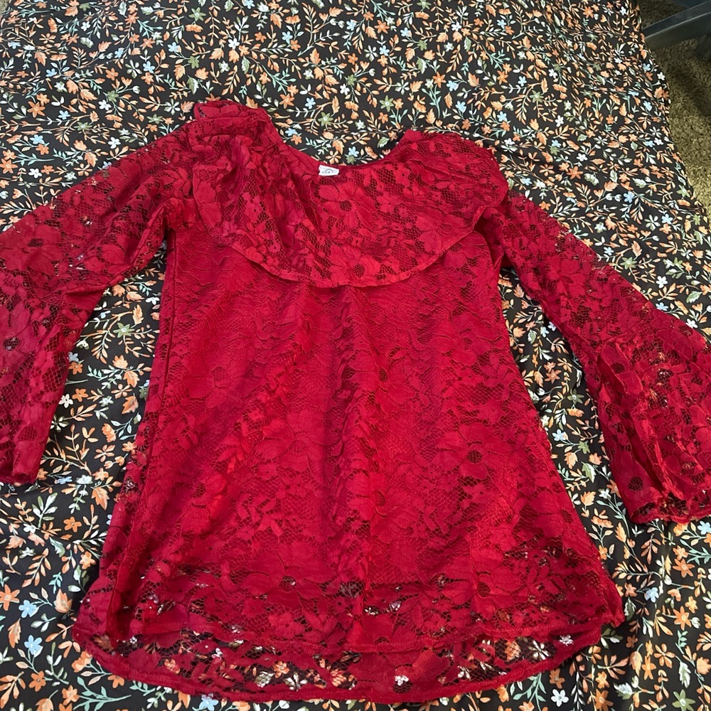 Elegant Red Lace Women's Top